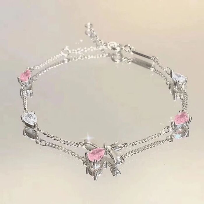 Zirconia Cherry Blossom Bowknot Bracelet
