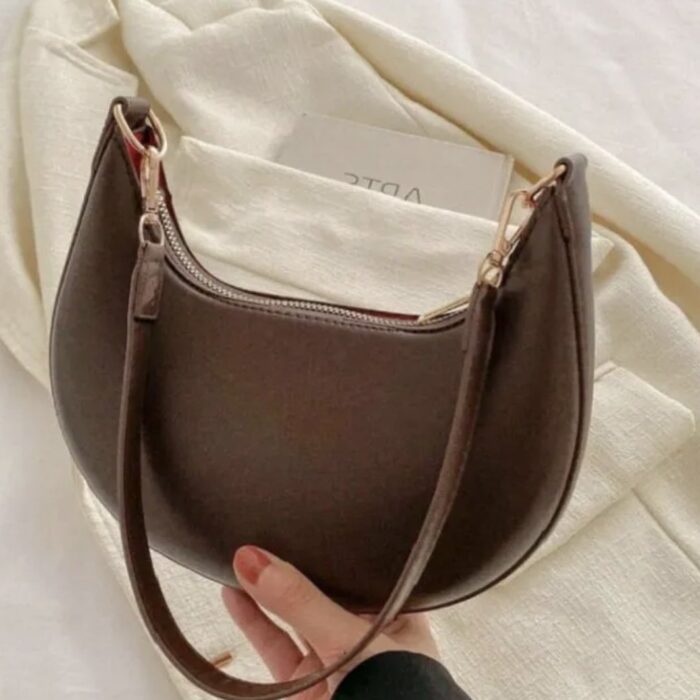 Chic Shoulder Bag - Dark Brown